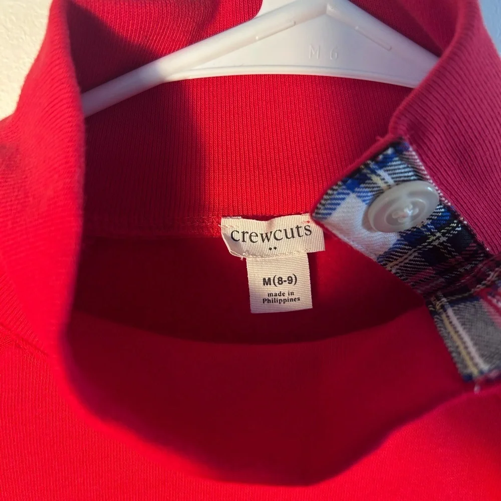 J.Crew Crewcuts Girls Button Neck Pullover Red NWT